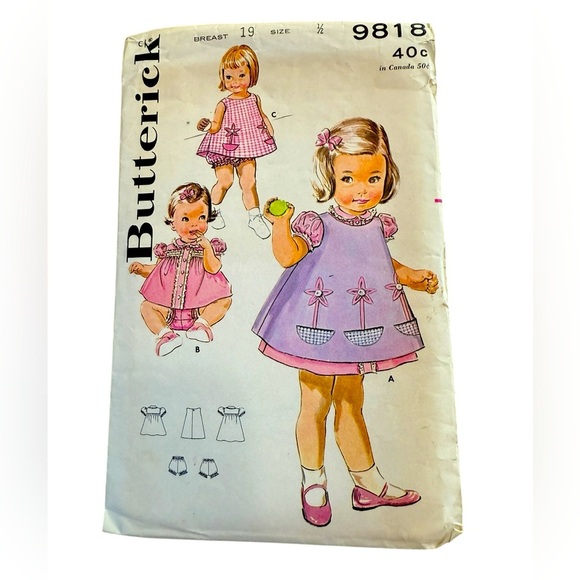 Rare Butterick Topper set & pinafore Pattern - size 1/2, 6 mos, 1960’s - Picture 2 of 7